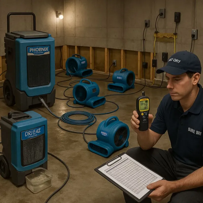 Structural Drying and Dehumidification process in Tempe Junction, AZ